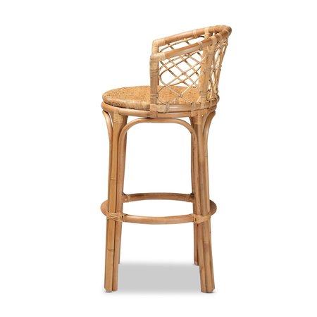 Baxton Studio Orchard Modern Bohemian Natural Brown Rattan Bar Stool 203-12588